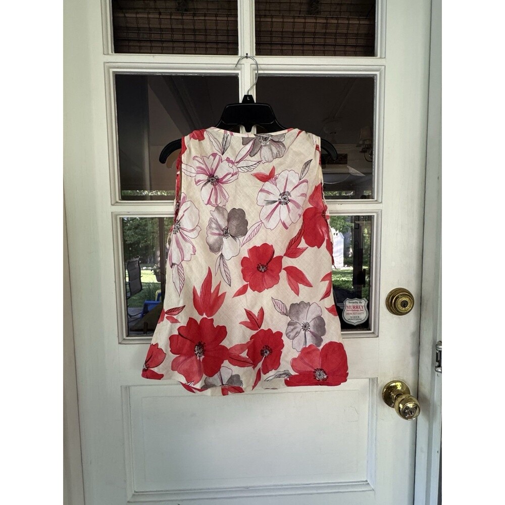 Loft Tank Top Blouse Floral Linen Blend Womens Size 12 Multicolor Sleeveless - Picture 5 of 6